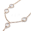 Glass Teardrop Lariat Necklaces with Brass Figaro Chains NJEW-A015-14KCG-2