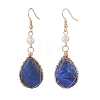 Natural Lapis Lazuli Teardrop Dangle Earrings with Natural Pearl EJEW-JE04850-03-1
