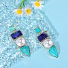 Synthetic Turquoise Rectangle & Triangle Dangle Stud Earrings JE1131A-3
