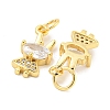 Rack Plating Brass Micro Pave Clear Cubic Zirconia Pendants KK-B093-03G-2