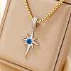 Vintage Retro Style Starburst Evil Eye Star Brass Cubic Zirconia Pendant Necklaces for Parties QO1430-2-1