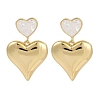 Rack Plating Heart Brass Dangle Stud Earrings EJEW-P277-12G-2