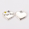 Wedding Theme Antique Silver Tone Tibetan Style Heart with Page Boy Rhinestone Charms X-TIBEP-N005-14-2