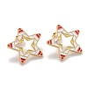 Brass Enamel Stud Earrings EJEW-F264-01-G-2