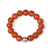 4MM Round Natural Red Agate Beaded Stretch Rings LS-VM0712-7-1