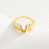 Brass Micro Pave Colorful Cubic Zirconia Cuff Open Rings FS-WG163C1-22-1