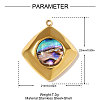 304 Stainless Steel Paua Shell Pendants STAS-OY008-91G-2