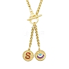 Ion Plating(IP) 304 Stainless Steel Red Enamel Letter & Eye Pendant Wheat Chain Necklaces STAS-Z102-01G-S-1