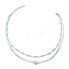 Glass Beaded Double Layer Necklaces NJEW-MZ00070-04-4