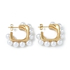 Pearl 304 Stainless Steel Stud Earrings for Women EJEW-U004-11G-1