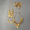 Alloy Flat Round Charms Cluster Bib Necklace & Ring Bracelet & Dangle Earrings & Headwears SJEW-WH0002-06-1