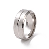 Non-Tarnish 201 Stainless Steel Grooved Line Finger Ring for Women RJEW-I089-29P-1