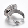 Tarnish Resistant Adjustable 304 Stainless Steel Finger Rings Components STAS-G187-01P-16mm-2