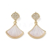 Brass & Shell & Clear Cubic Zirconia Pendants KK-G497-17G-1