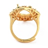 Rack Plating Oval Brass Micro Pave Cubic Zirconia Adjustable Ring Components KK-Q819-17G-3