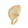 Brass Micro Pave Cubic Zirconia Cuff Rings for Women RJEW-L132-03G-02-4
