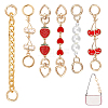 6Pcs 6 Styles Cherry Heart Strawberry Alloy Enamel & Aluminum Link Purse Strap Extenders AJEW-PH0006-09-1