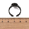 Hollow Flower 304 Stainless Steel Cuff Ring Components STAS-P454-03B-B-2