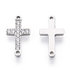 316 Surgical Stainless Steel Clear Cubic Zirconia Connector Charms STAS-ZX042-22S-1