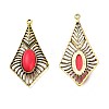 Rhombus Antique Golden Plated Alloy Synthetic Turquoise Big Pendants PALLOY-J597-03AG-2