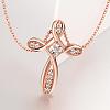 Real Rose Gold Plated Brass Cubic Zirconia Cross Pendant Necklaces NJEW-BB05740-RG-4