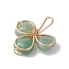 Natural Green Aventurine Shamrock Pendants PALLOY-JF02785-01-4