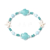 3Pcs Synthetic Turquoise & Porcelain & Dyed Natural Howlite Beads Stretch Bracelets for Women BJEW-JB11793-3