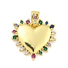 Heart Rack Plating Brass Micro Pave Colorful Cubic Zirconia Pendants KK-Z053-01G-1