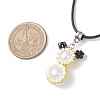 Glass Seed Beads & Glass Pearl Round Beaded Bear Pendant Waxed Cotton Cord Necklaces for Women Men NJEW-MZ00126-05-3