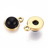 Natural Black Onyx Half Round Charms STAS-N109-213F-G-2