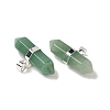 Natural Green Aventurine Double Terminal Pointed Pendants G-NH0001-15P-04-2