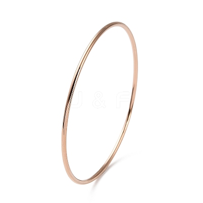 Ion Plating(IP) 304 Stainless Steel Simple Plain Bangle for Women BJEW-F461-01B-RG-1