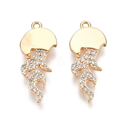 Brass Micro Pave Clear Cubic Zirconia Pnedants KK-C005-13G-1