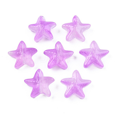 Transparent Spray Painted Glass Beads GLAA-N035-027-C05-1