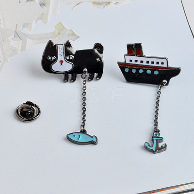 Creative Zinc Alloy Kitten Brooches JEWB-R014-03B-1
