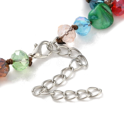 Boho Glass & Dyed Natural Shell Beaded Chips 3 Layer Necklaces for Women NJEW-H047-01C-1