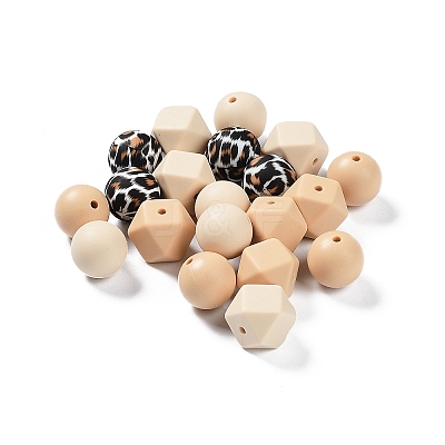 Round/Polygon Food Grade Silicone Focal Beads SIL-F003-06B-1
