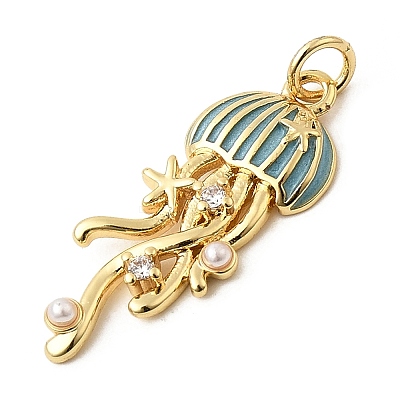 Brass Enamel Pendants KK-CJC0013-16G-03-1
