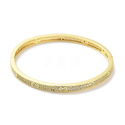 Brass Micro Pave Clear Cubic Zirconia Hinged Bangles for Women BJEW-Z061-15B-1