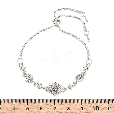 Adjustable Alloy Micro Pave Clear Cubic Zirconia Flower Slider Beacelets for Women AL-CBA3C8B-12P-1