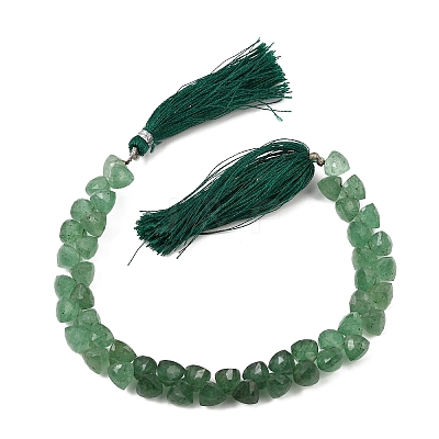 Top Drilled Faceted Triangle Natural Green Strawberry Quartz Beads Strands GG-NH0010-D01-01-1