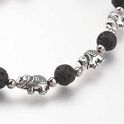 Natural Lava Rock Beads Bracelets BJEW-JB02715-1