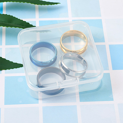 4 Colors Stainless Steel Grooved Finger Ring Settings STAS-TA0001-26E-1