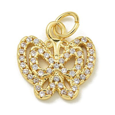 Rack Plating Brass Micro Pave Cubic Zirconia Charms KK-K386-08G-1