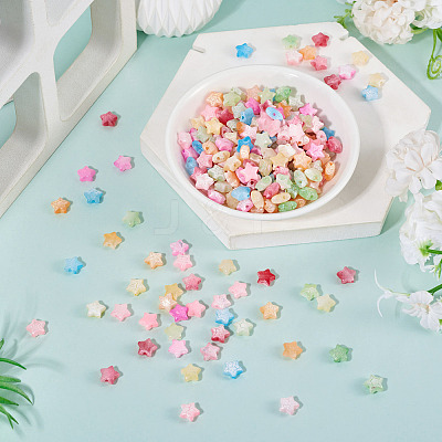300Pcs Crackle Opaque Acrylic Beads OACR-TA0004-60-1