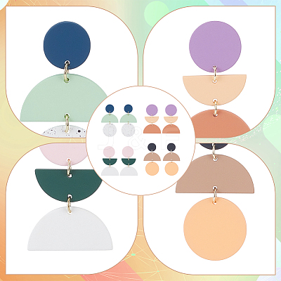 4 Pairs 4 Style Polymer Clay Dangle Stud Earrings with 316 Surgical Stainless Steel Pins EJEW-AN0004-27-1