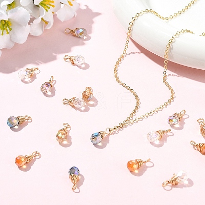 10Pcs Glass Pendants PALLOY-YW00130-01-1