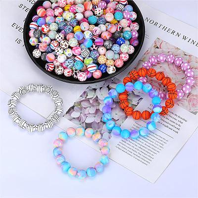 Printed Round Silicone Focal Beads SI-JX0056A-19-1
