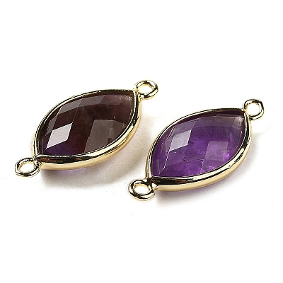 Natural Amethyst Faceted Connector Charms G-K347-03G-05-1