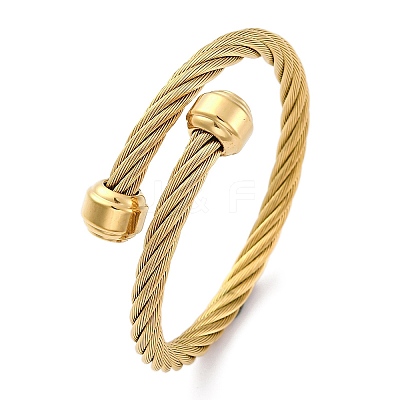 304 Stainless Steel Torque Bangles for Women BJEW-P310-23G-1